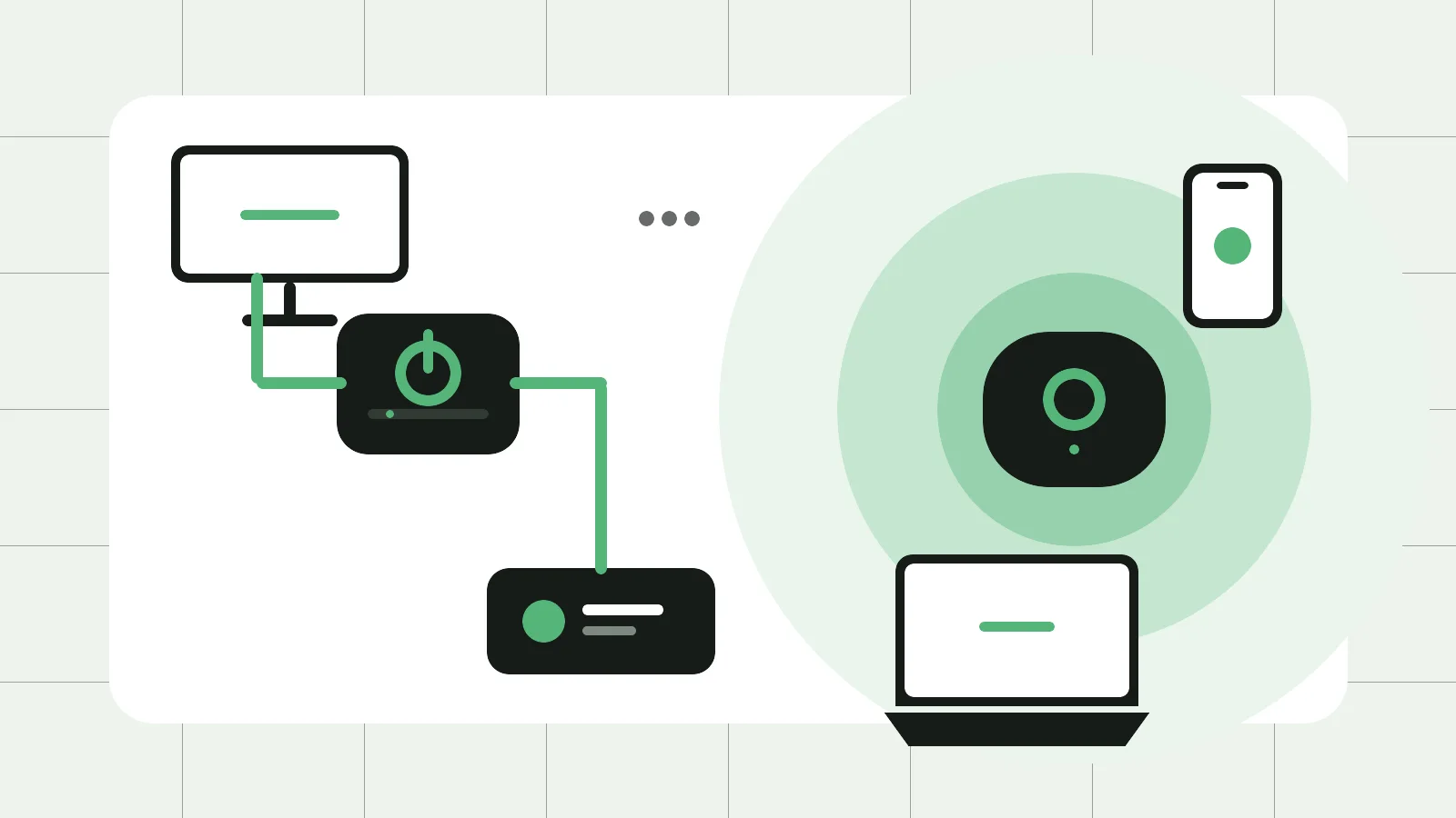 Home network comparison showing Ethernet-connected fixed devices and mesh Wi-Fi coverage for a phone and laptop