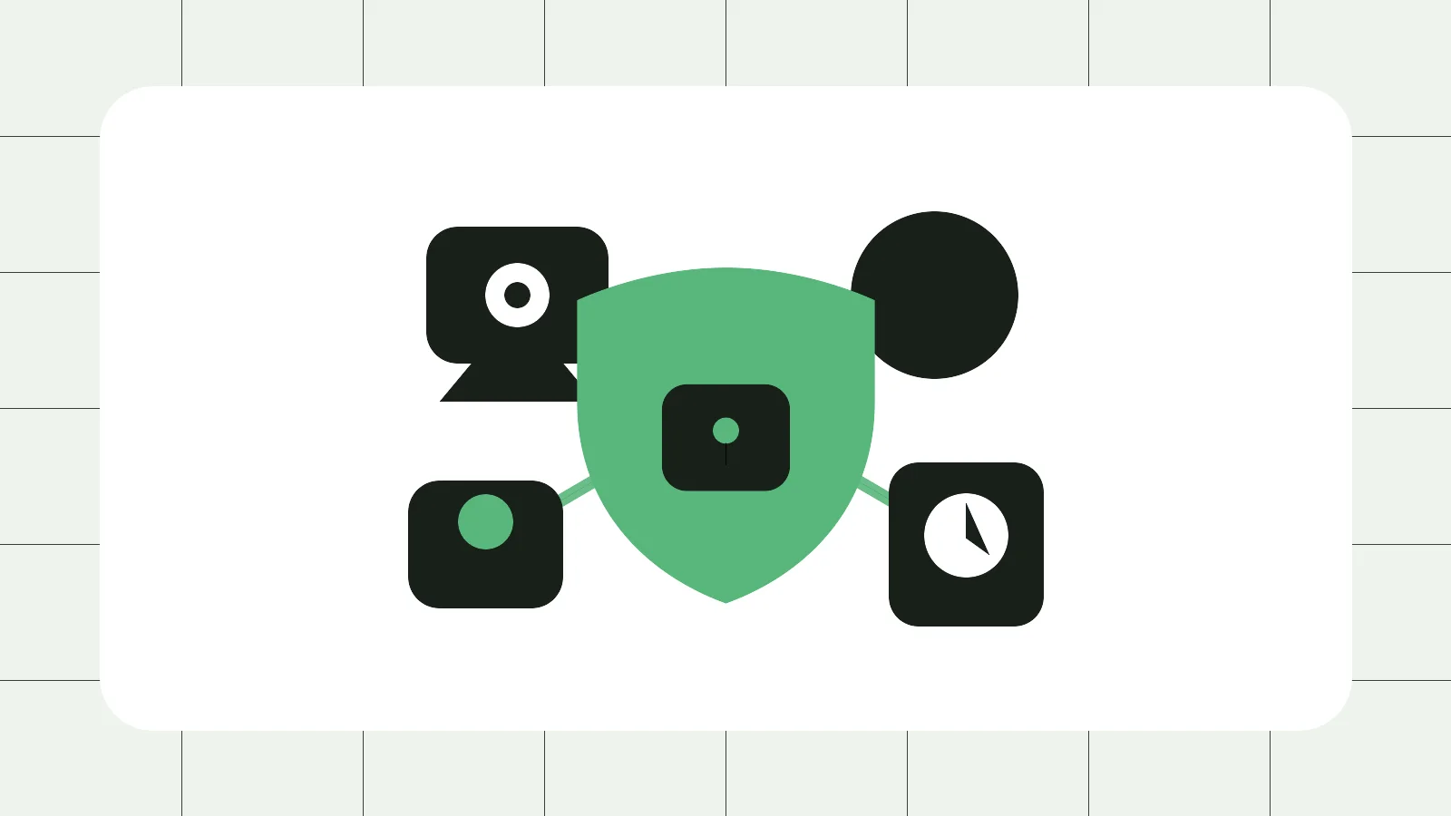 Smart camera, light, speaker and thermostat protected by a central shield and lock