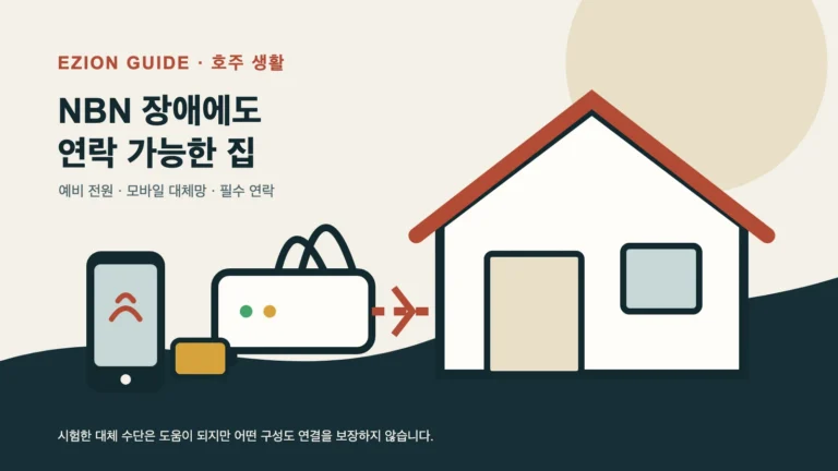 NBN 장애에 대비해 충전된 휴대전화와 보조배터리, 모바일 핫스팟을 준비하는 호주 가정